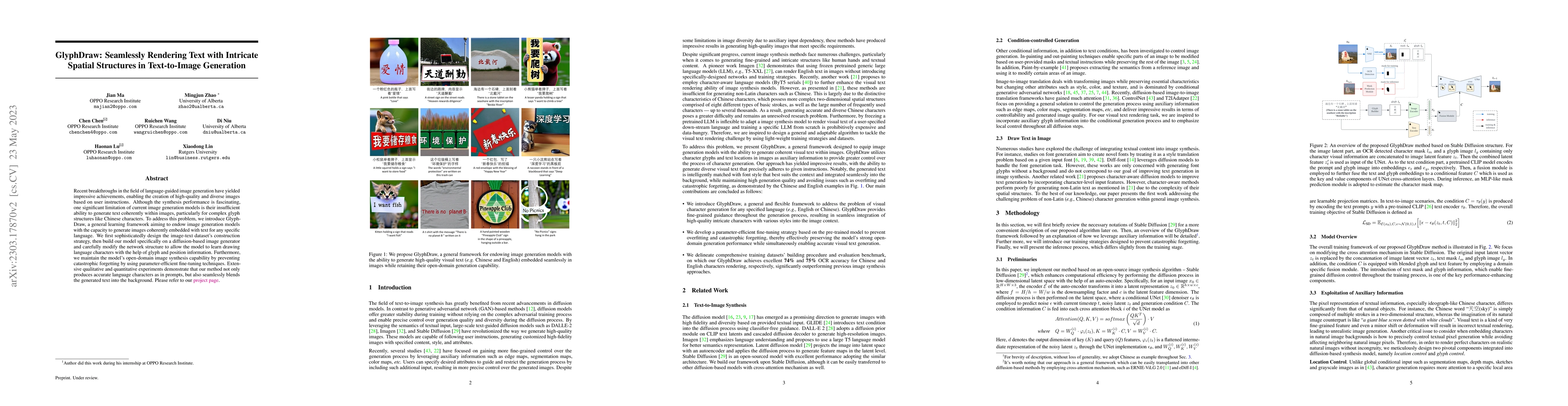 Thumbnail for GlyphDraw: Seamlessly Rendering Text with Intricate Spatial Structures
  in Text-to-Image Generation