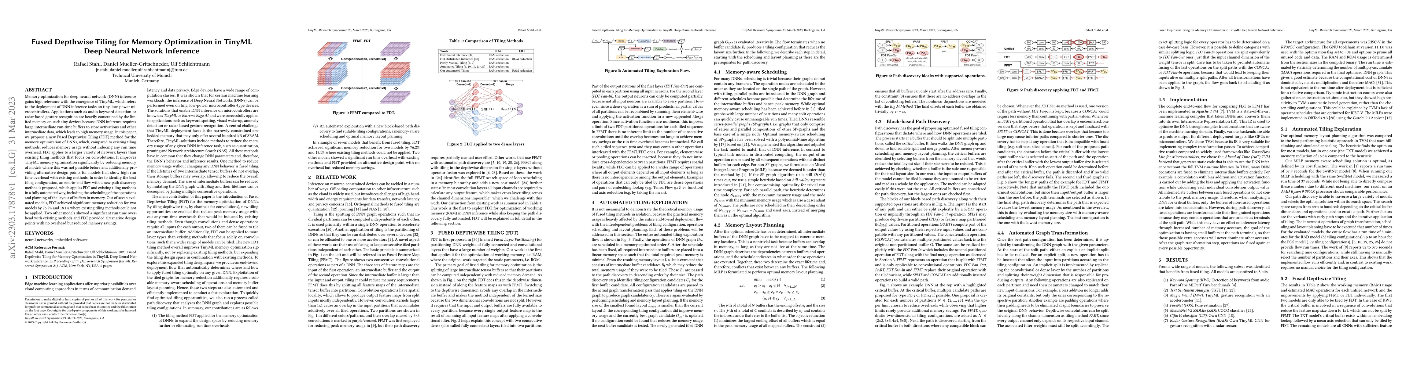 Thumbnail for Fused Depthwise Tiling for Memory Optimization in TinyML Deep Neural
  Network Inference