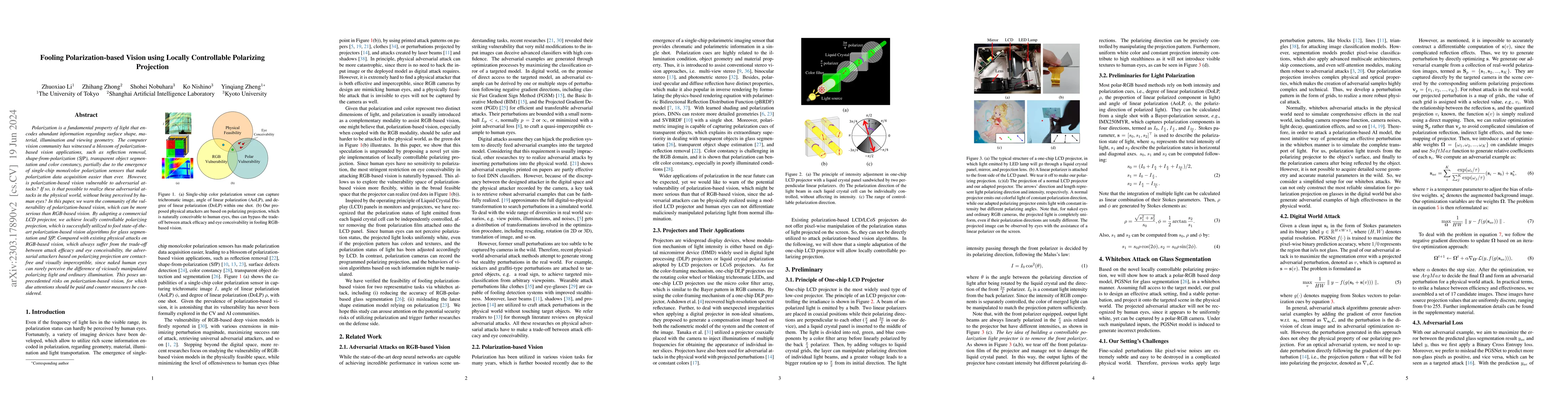 Thumbnail for Fooling Polarization-based Vision using Locally Controllable Polarizing
  Projection