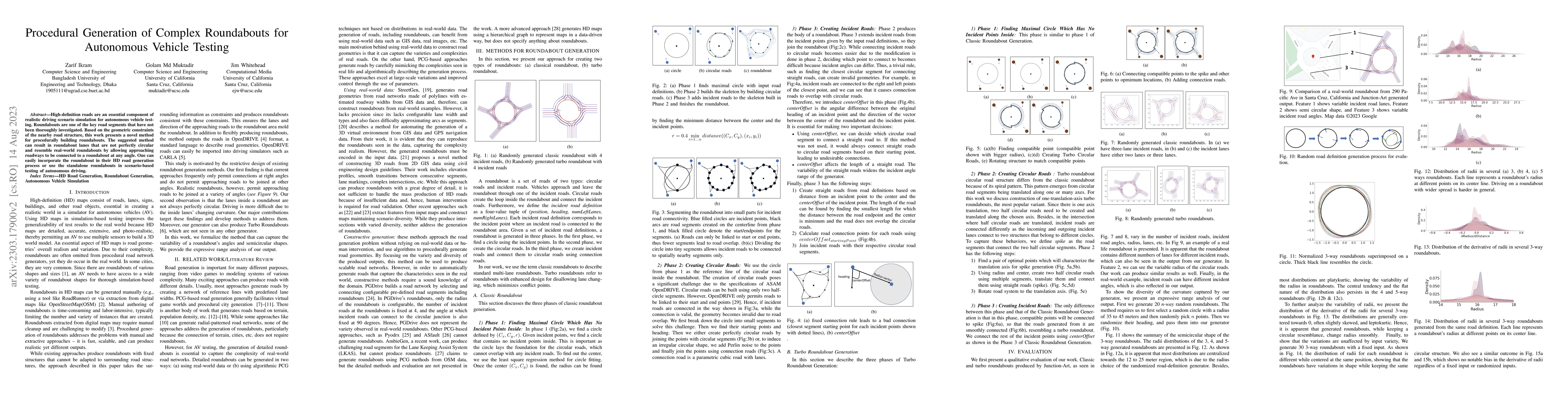 Thumbnail for Procedural Generation of Complex Roundabouts for Autonomous Vehicle
  Testing