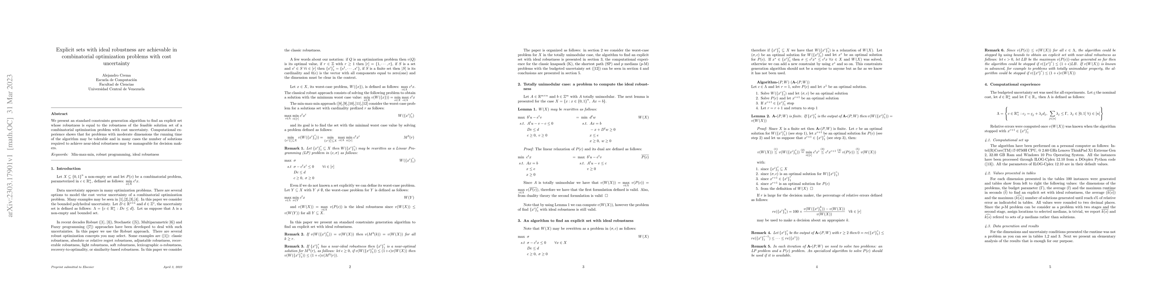 Thumbnail for Explicit sets with ideal robustness are achievable in combinatorial
  optimization problems with cost uncertainty