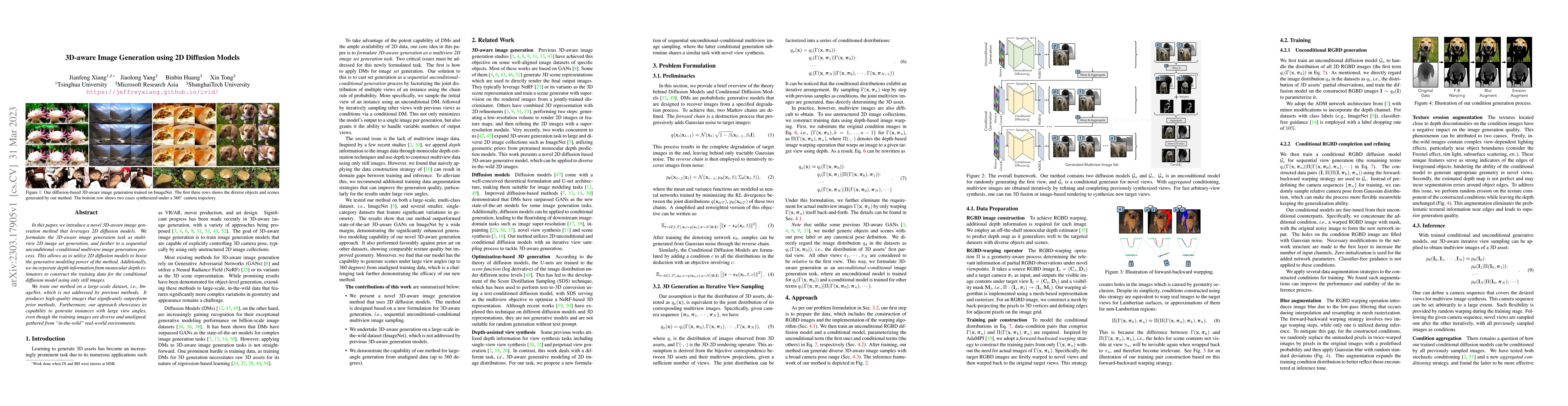 Thumbnail for 3D-aware Image Generation using 2D Diffusion Models