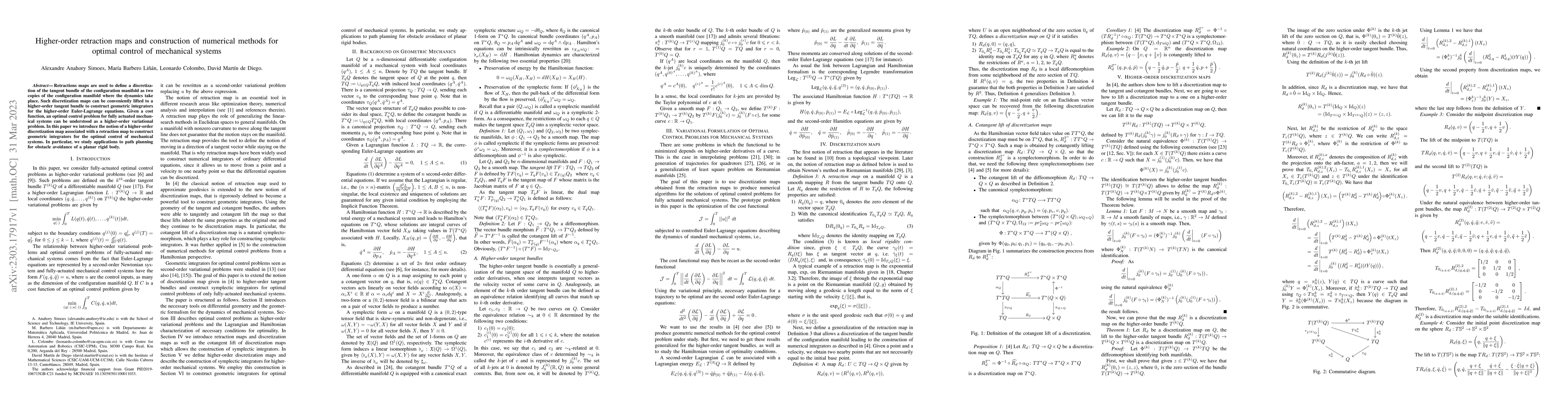 Thumbnail for Higher-order retraction maps and construction of numerical methods for
  optimal control of mechanical systems