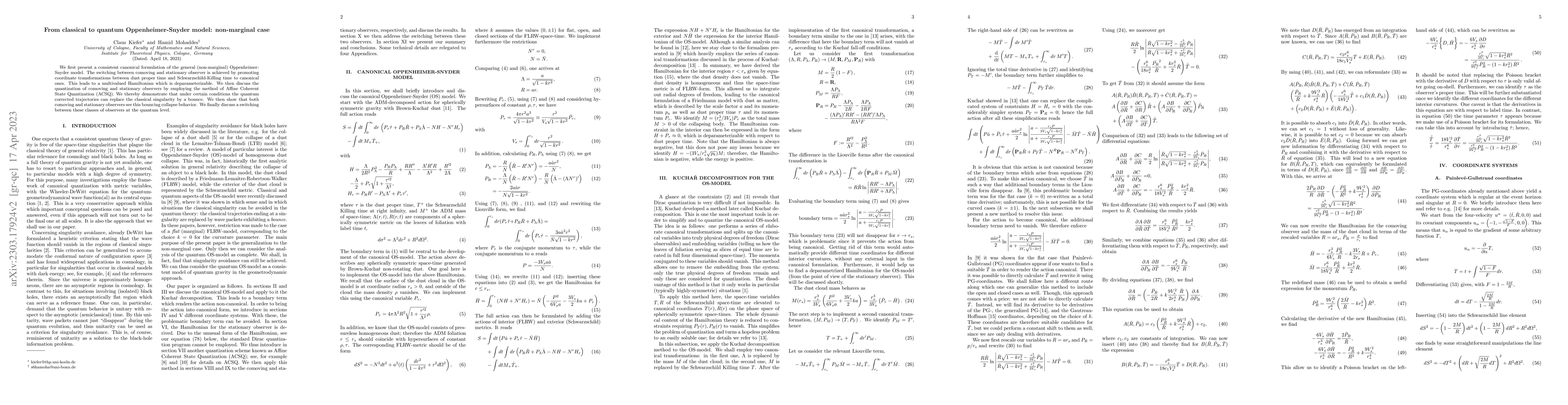 Thumbnail for From classical to quantum Oppenheimer-Snyder model: non-marginal case