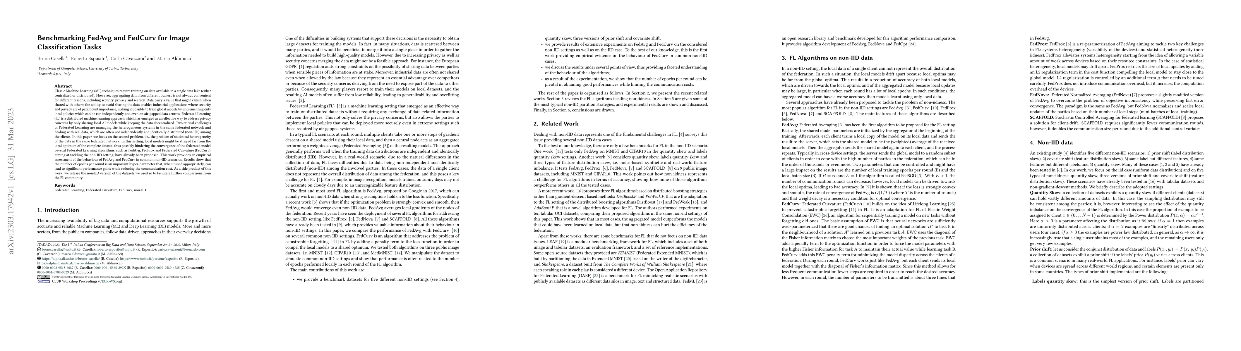 Thumbnail for Benchmarking FedAvg and FedCurv for Image Classification Tasks