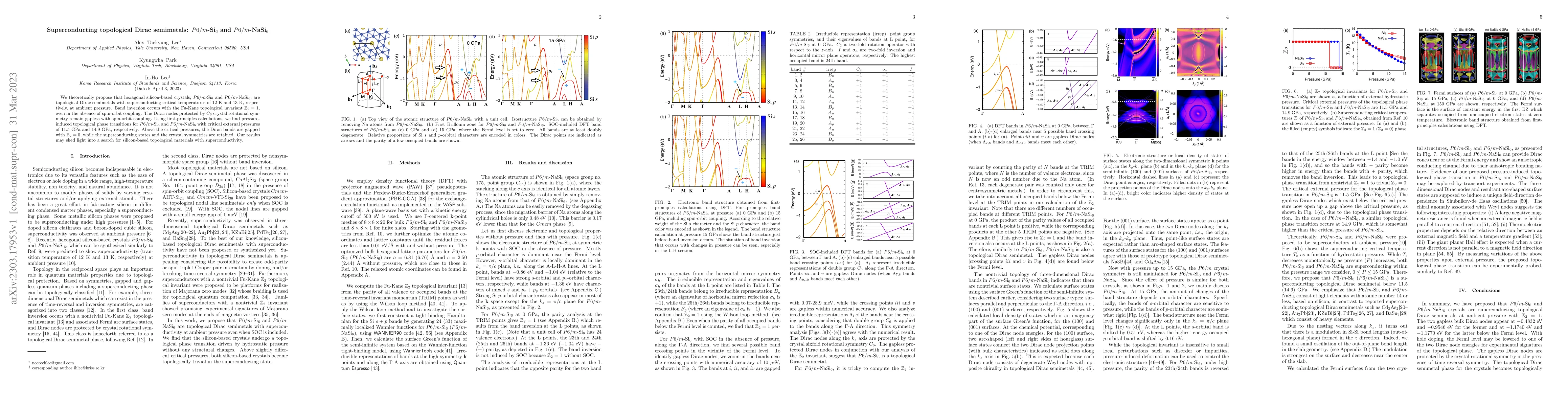 Thumbnail for Superconducting topological Dirac semimetals: $P6/m$-Si$_6$ and
  $P6/m$-NaSi$_6$