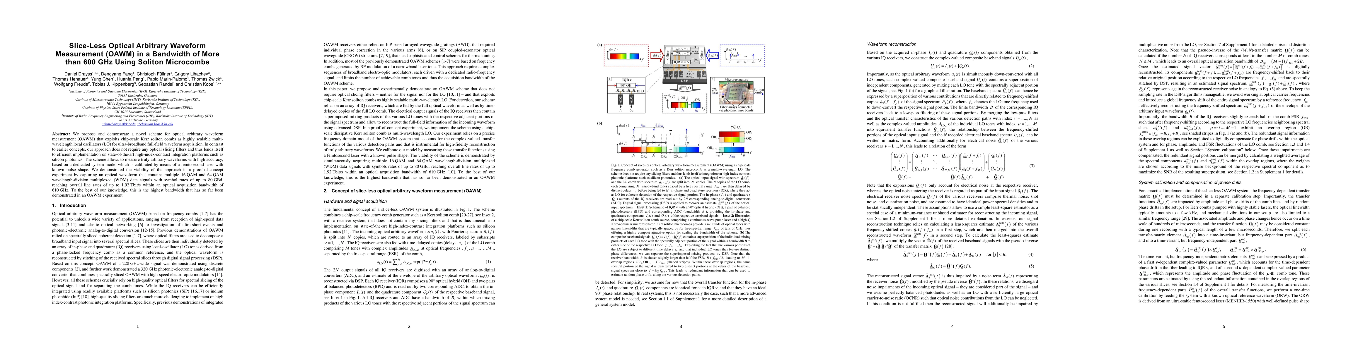 Thumbnail for Slice-Less Optical Arbitrary Waveform Measurement (OAWM) in a Bandwidth
  of More than 600 GHz Using Soliton Microcombs