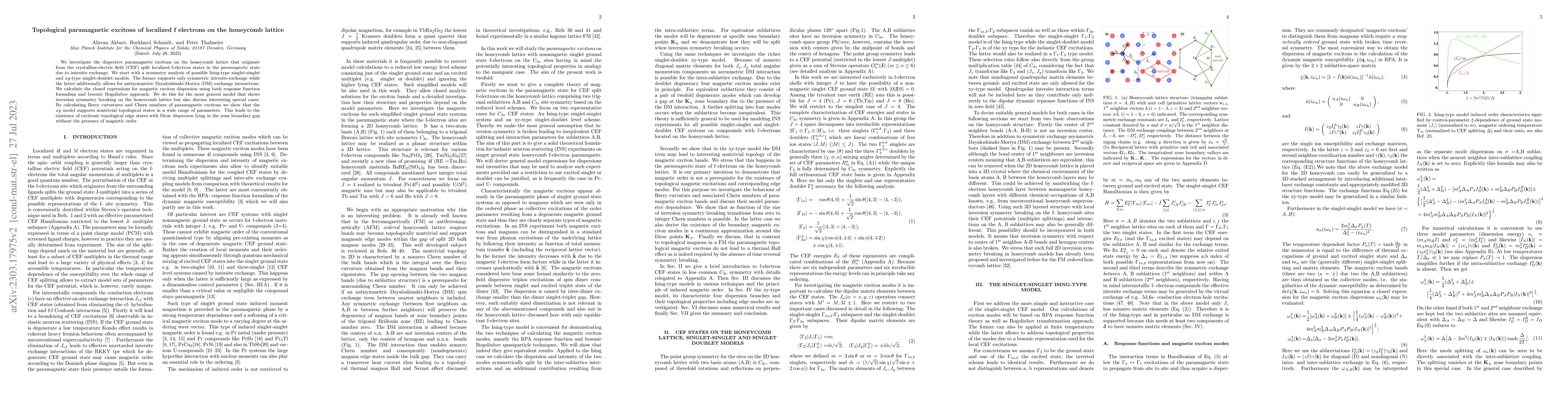 Thumbnail for Topological paramagnetic excitons of localized f electrons on the
  honeycomb lattice