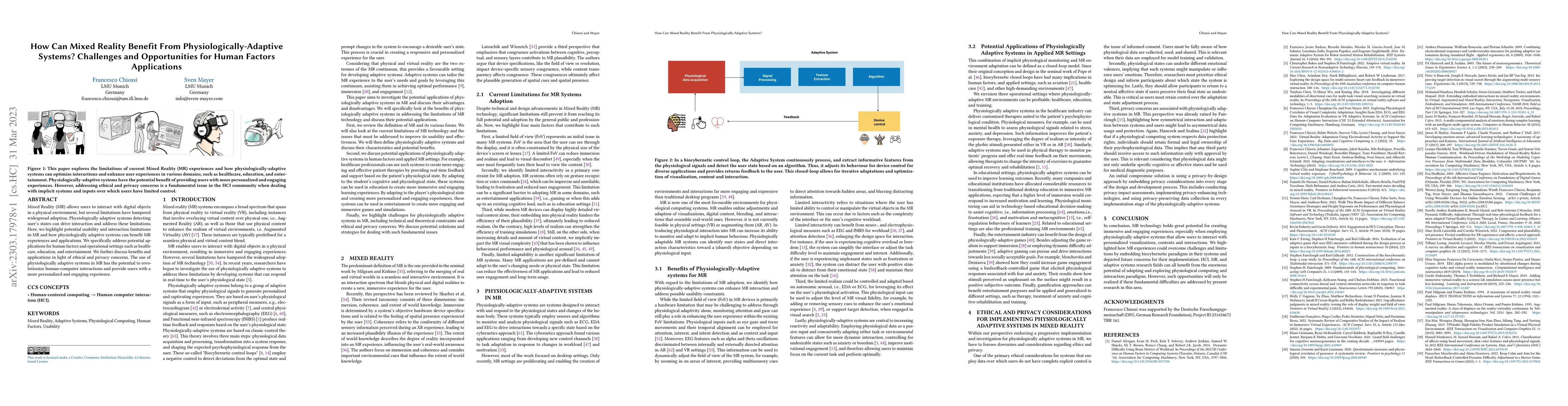 Thumbnail for How Can Mixed Reality Benefit From Physiologically-Adaptive Systems?
  Challenges and Opportunities for Human Factors Applications