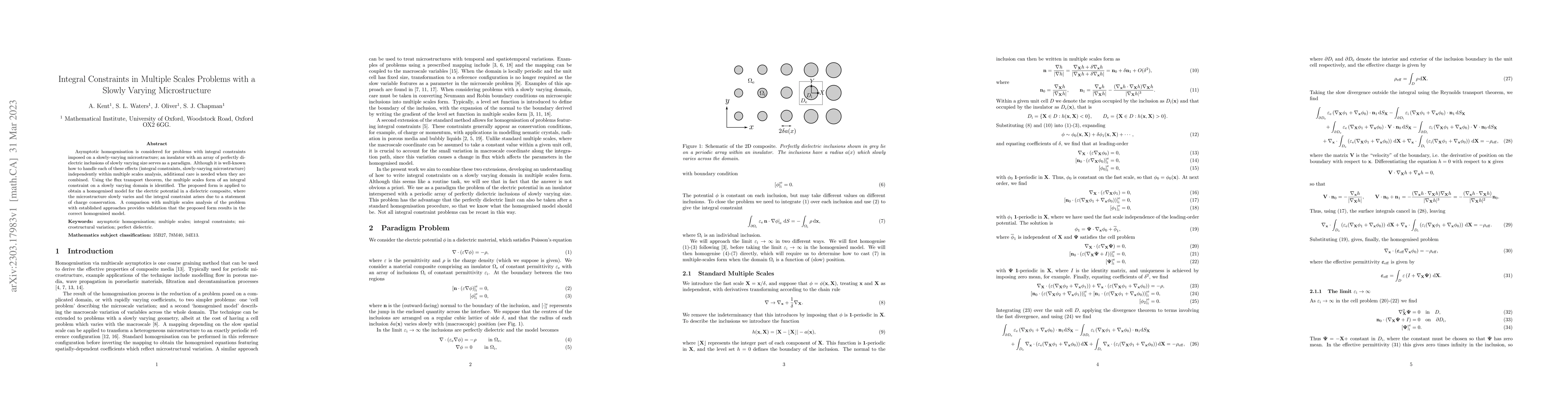 Thumbnail for Integral constraints in multiple scales problems with a slowly varying
  microstructure