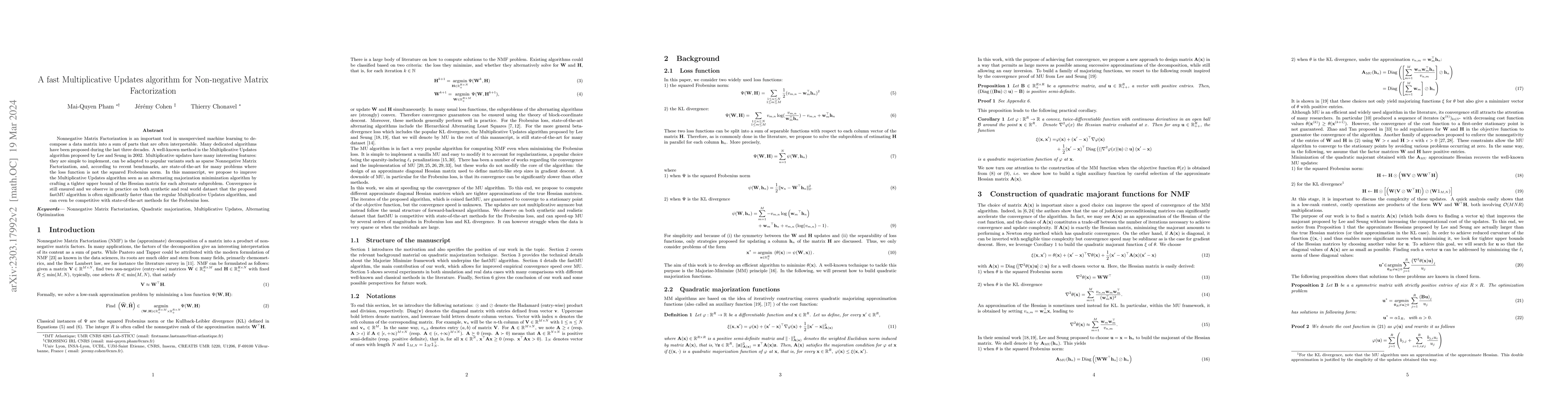 Thumbnail for A fast Multiplicative Updates algorithm for Non-negative Matrix
  Factorization