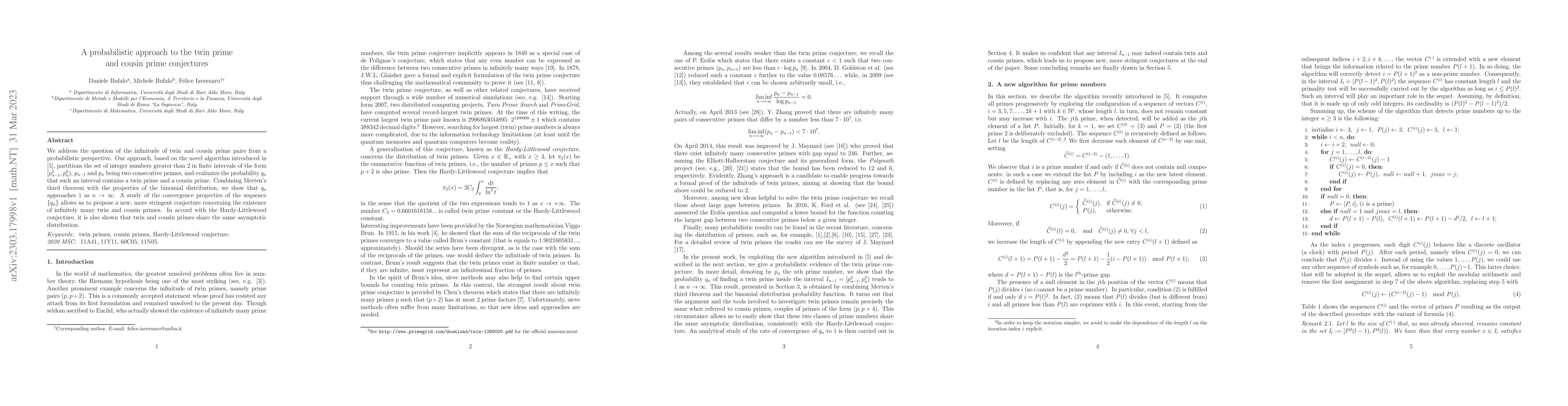 Thumbnail for A probabilistic approach to the twin prime and cousin prime conjectures