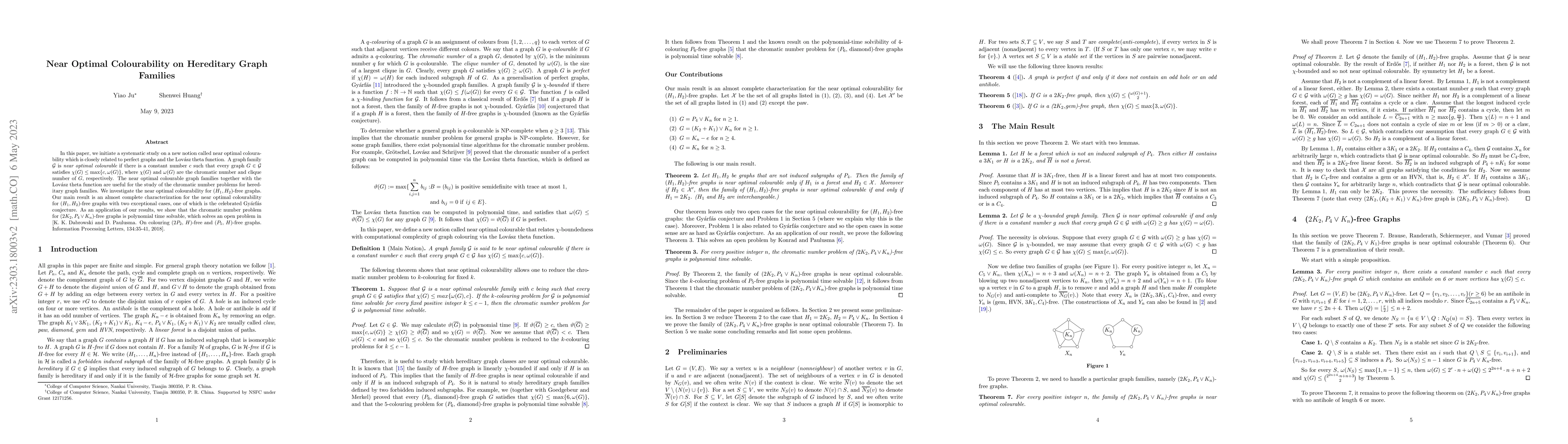 Thumbnail for Near Optimal Colourability on Hereditary Graph Families
