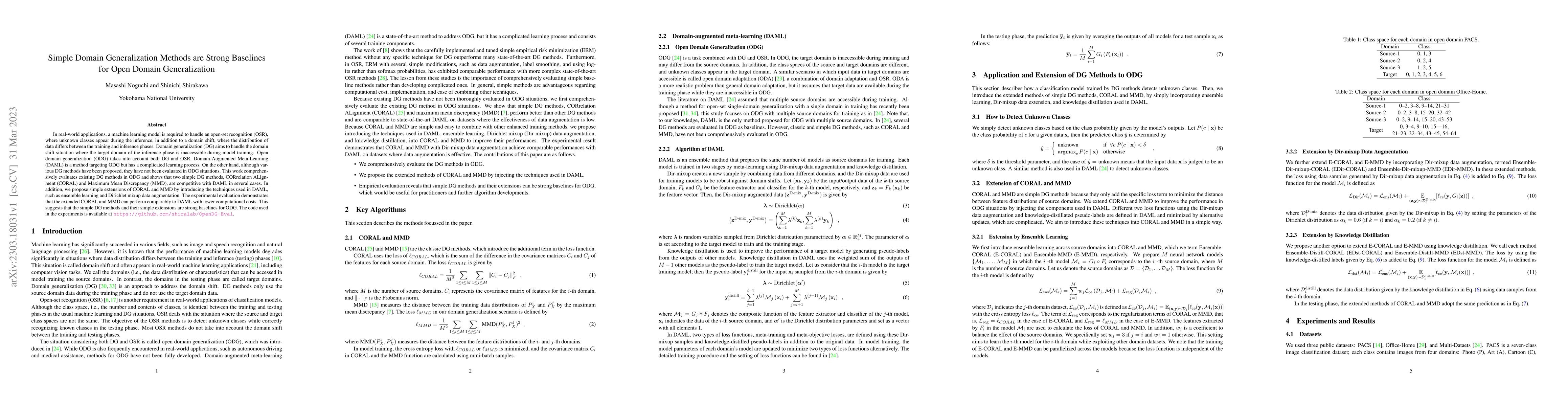 Thumbnail for Simple Domain Generalization Methods are Strong Baselines for Open
  Domain Generalization