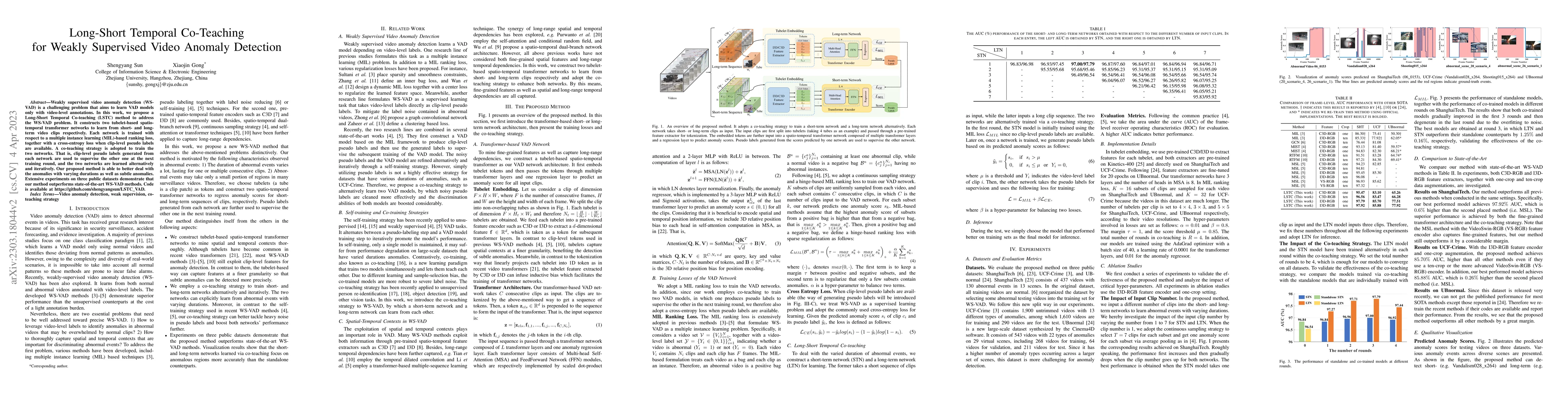 Thumbnail for Long-Short Temporal Co-Teaching for Weakly Supervised Video Anomaly
  Detection