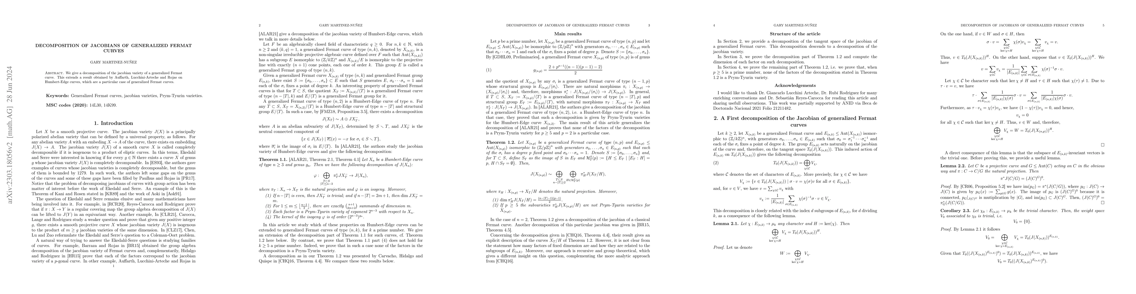 Thumbnail for Decomposition of jacobians of generalized Fermat curves
