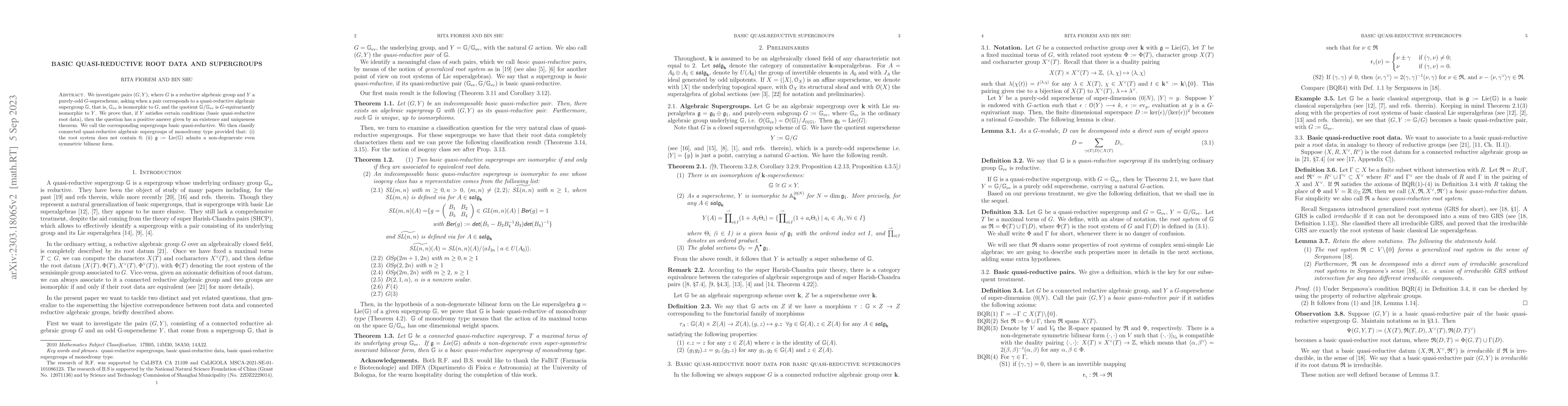 Thumbnail for Basic quasi-reductive root data and supergroups