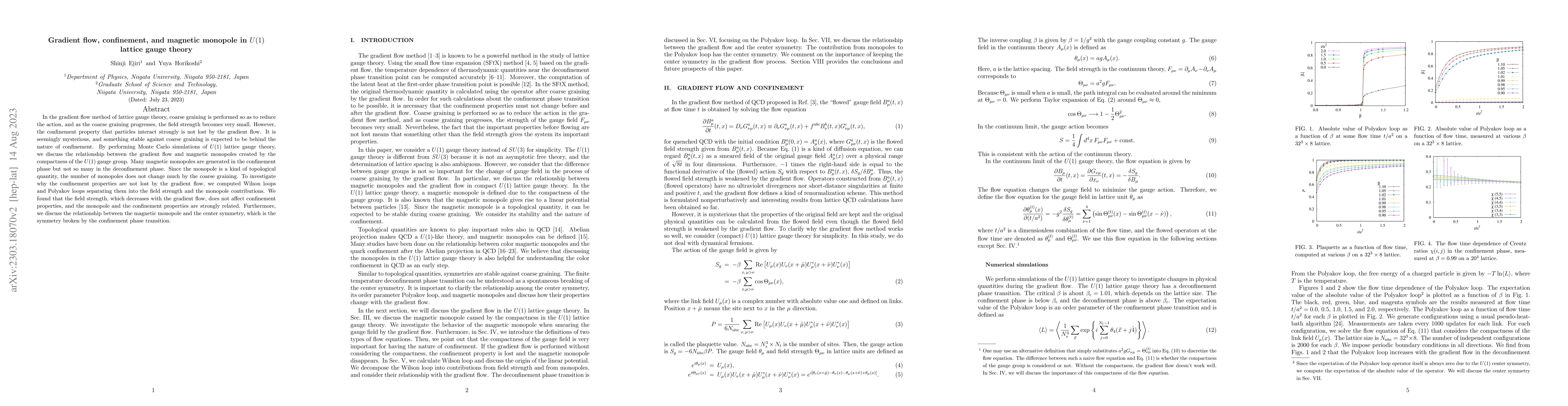 Thumbnail for Gradient flow, confinement, and magnetic monopole in U(1) lattice gauge
  theory