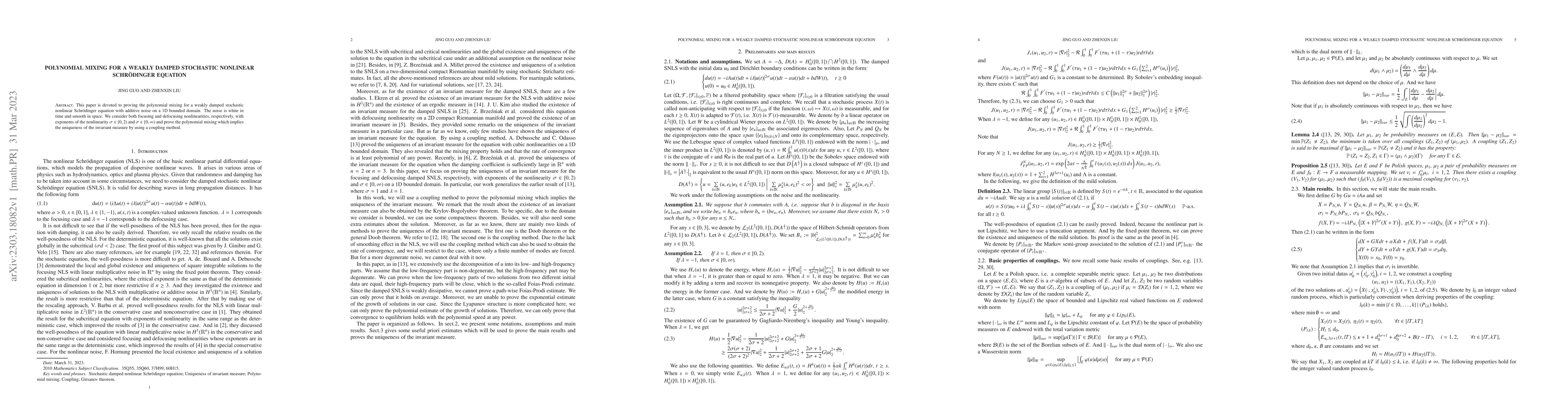 Thumbnail for Polynomial Mixing for a Weakly Damped Stochastic Nonlinear
  Schr\"{o}dinger Equation