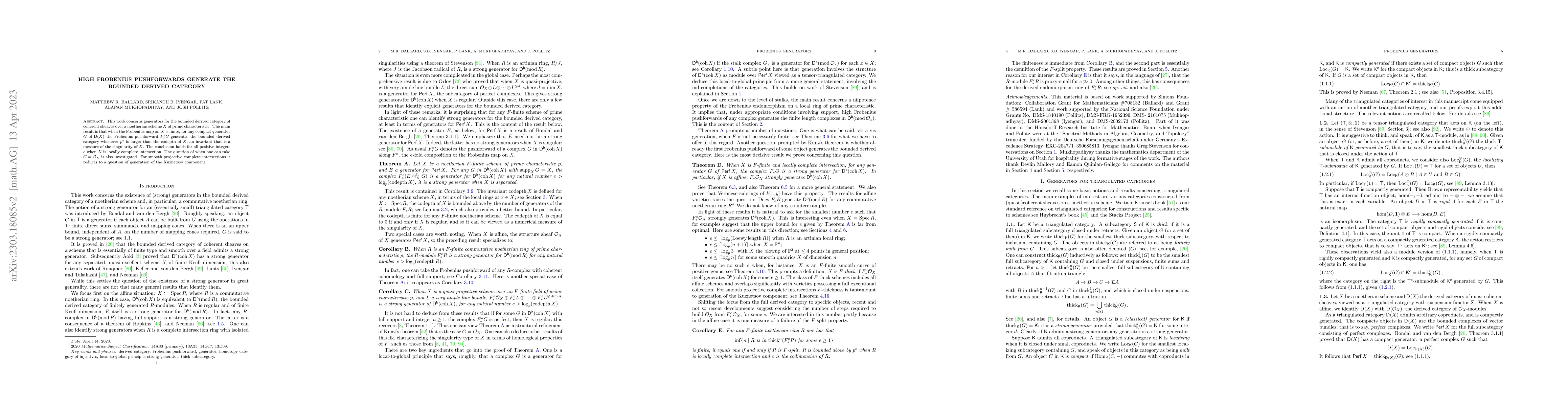 Thumbnail for High Frobenius pushforwards generate the bounded derived category