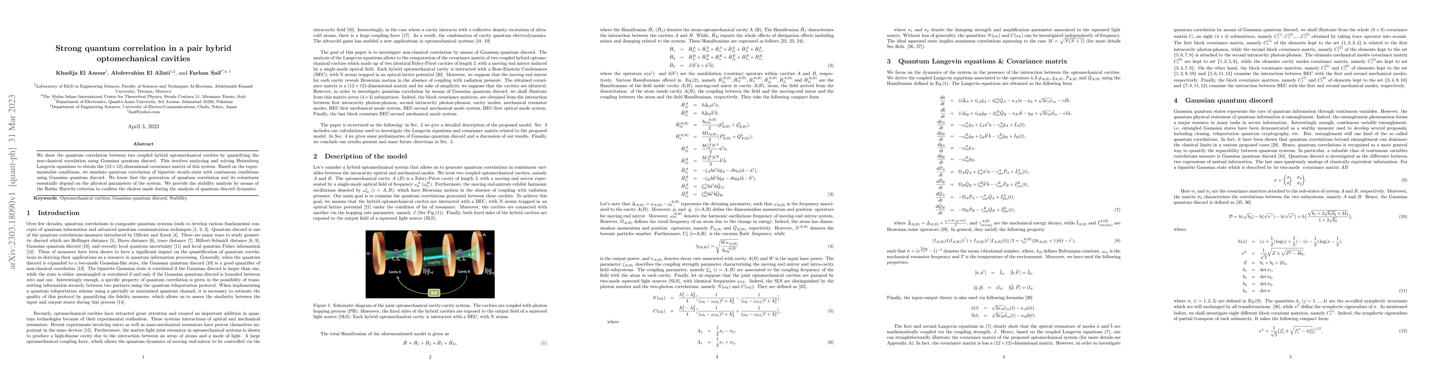 Thumbnail for Strong quantum correlation in a pair hybrid optomechanical cavities