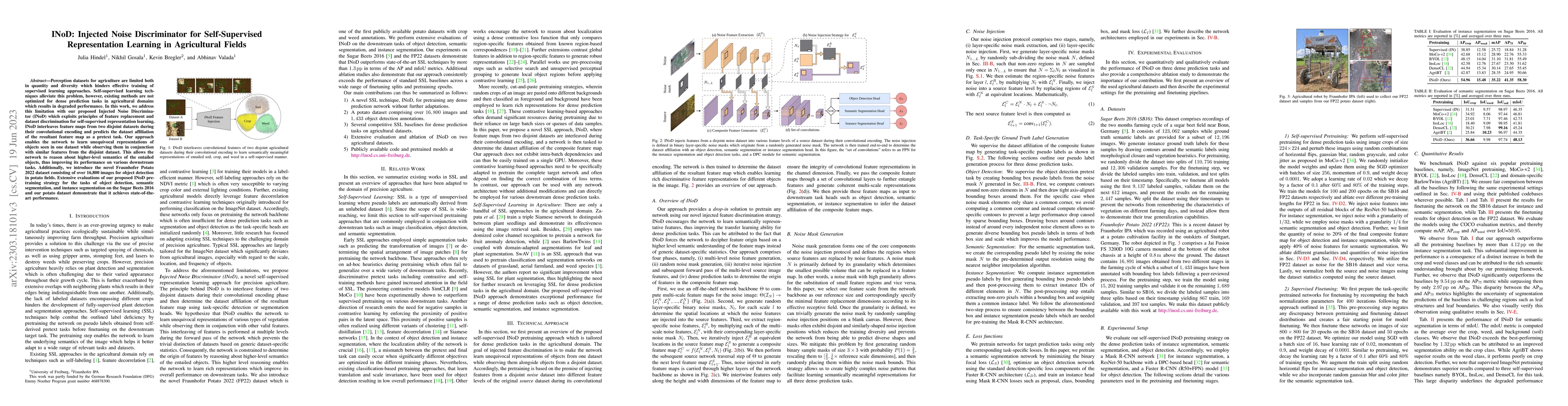 Thumbnail for INoD: Injected Noise Discriminator for Self-Supervised Representation
  Learning in Agricultural Fields