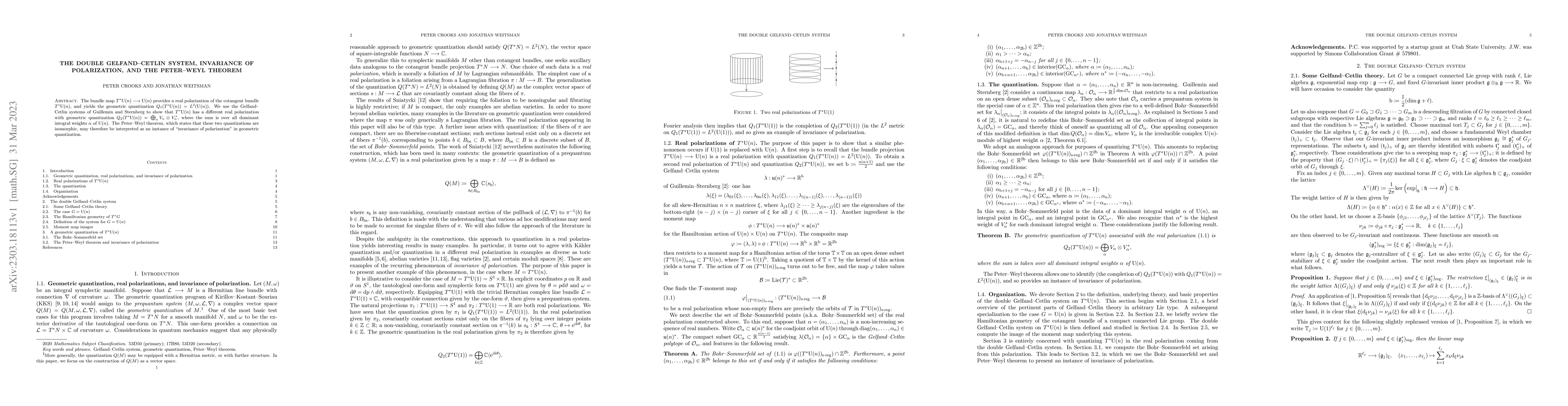 Thumbnail for The double Gelfand-Cetlin system, invariance of polarization, and the
  Peter-Weyl theorem