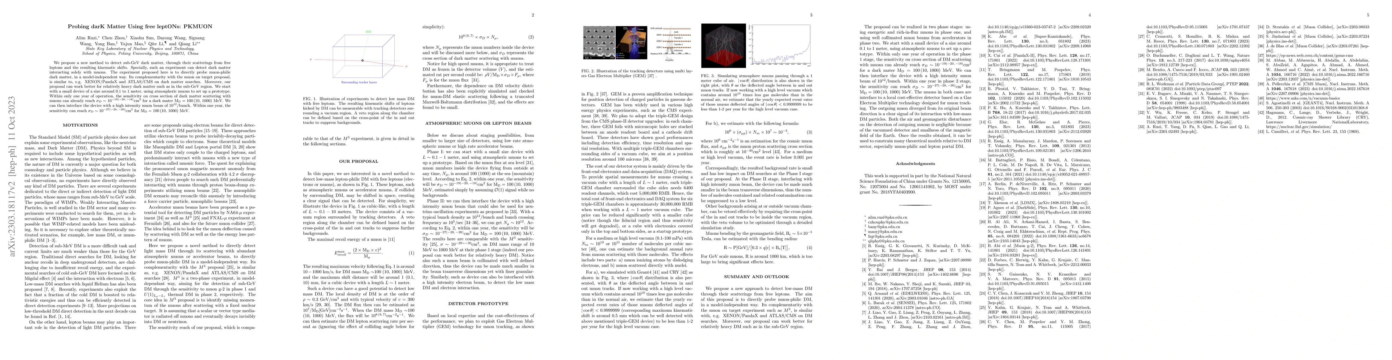 Thumbnail for Probing darK Matter Using free leptONs: PKMUON