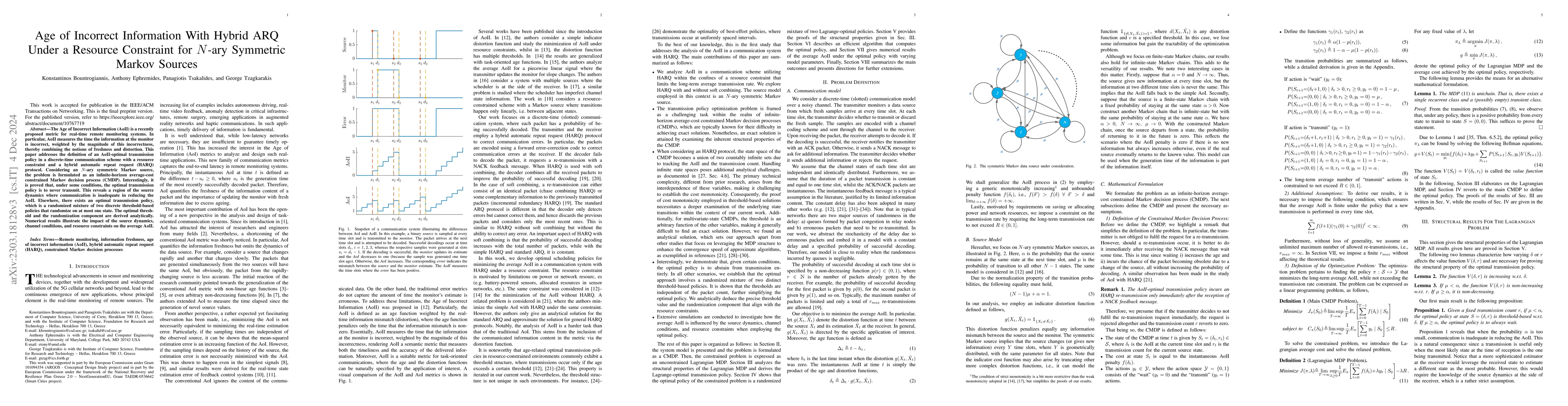 Thumbnail for Age of Incorrect Information With Hybrid ARQ Under a Resource Constraint
  for N-ary Symmetric Markov Sources