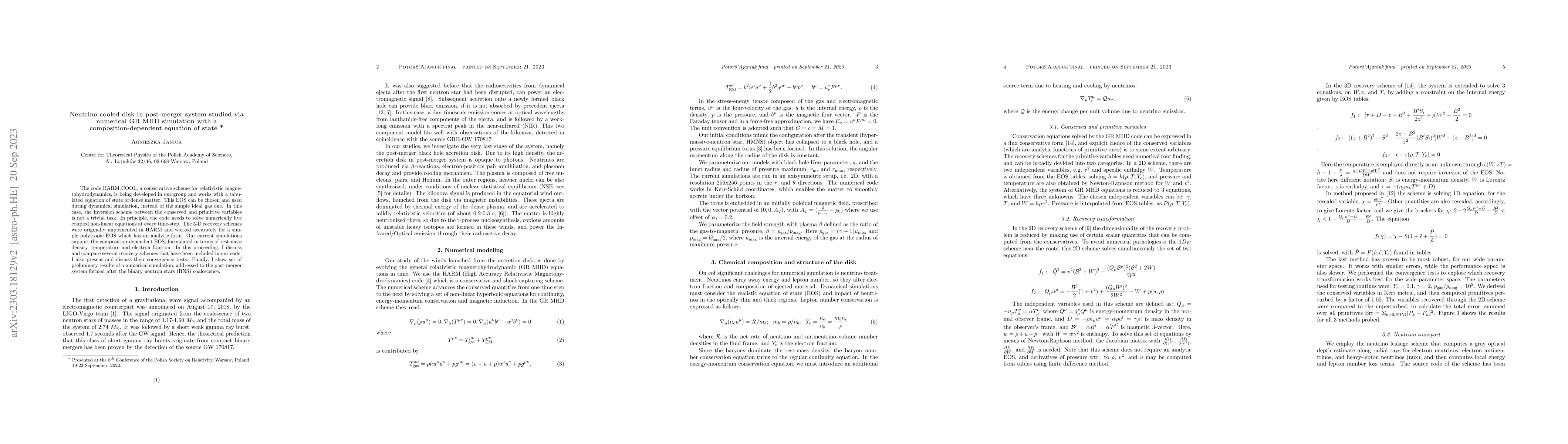Thumbnail for Neutrino cooled disk in post-merger system studied via numerical GR MHD
  simulation with a composition-dependent equation of state