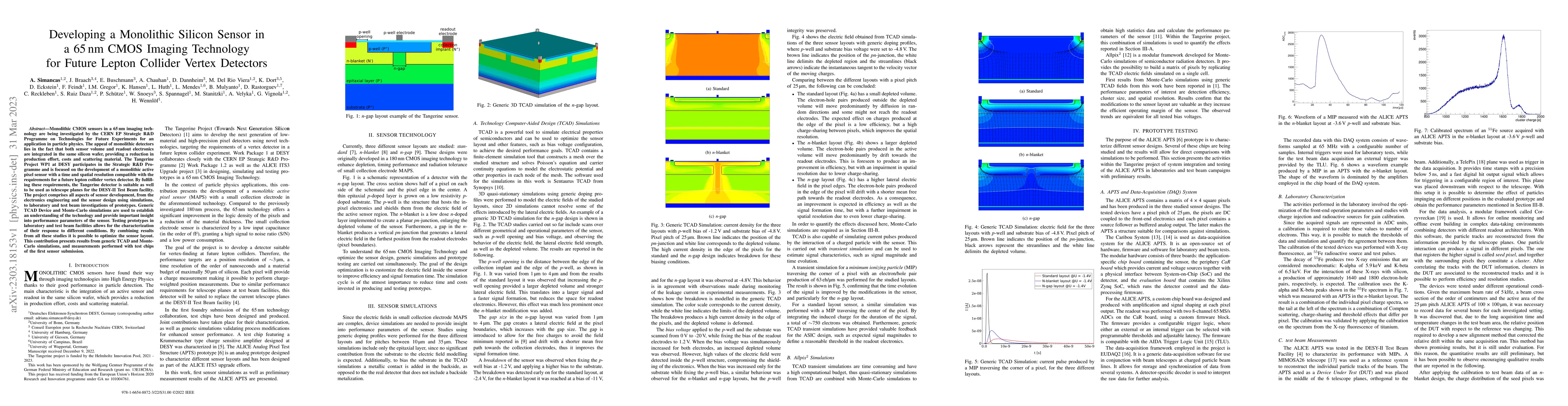 Thumbnail for Developing a Monolithic Silicon Sensor in a 65 nm CMOS Imaging
  Technology for Future Lepton Collider Vertex Detectors