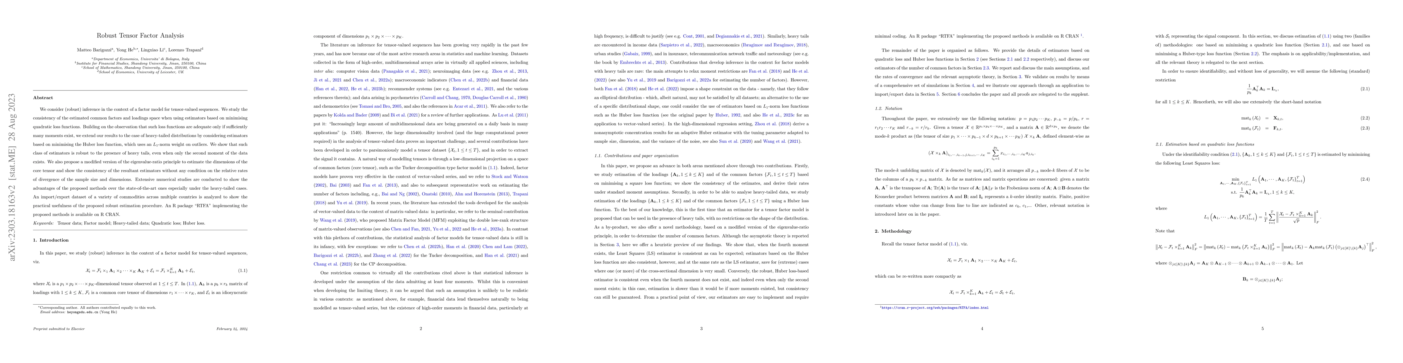Thumbnail for Robust Tensor Factor Analysis