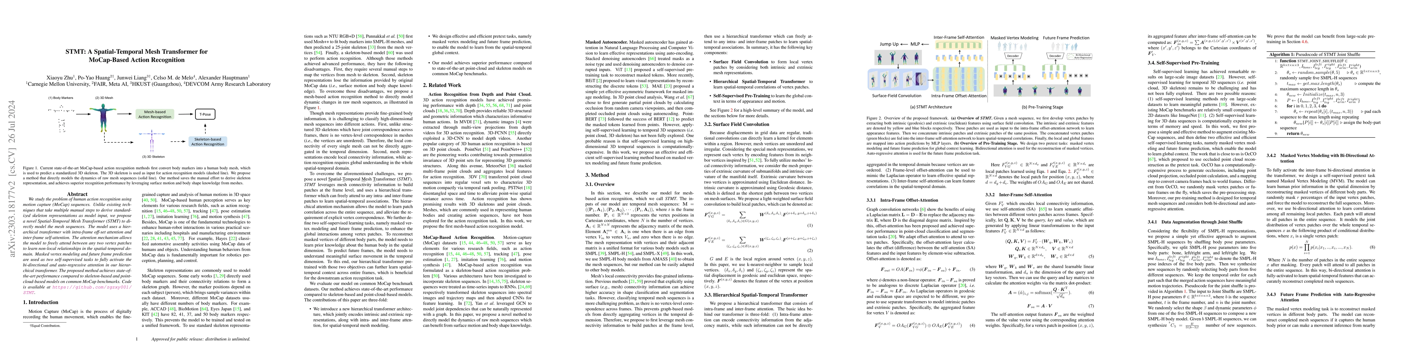 Thumbnail for STMT: A Spatial-Temporal Mesh Transformer for MoCap-Based Action
  Recognition