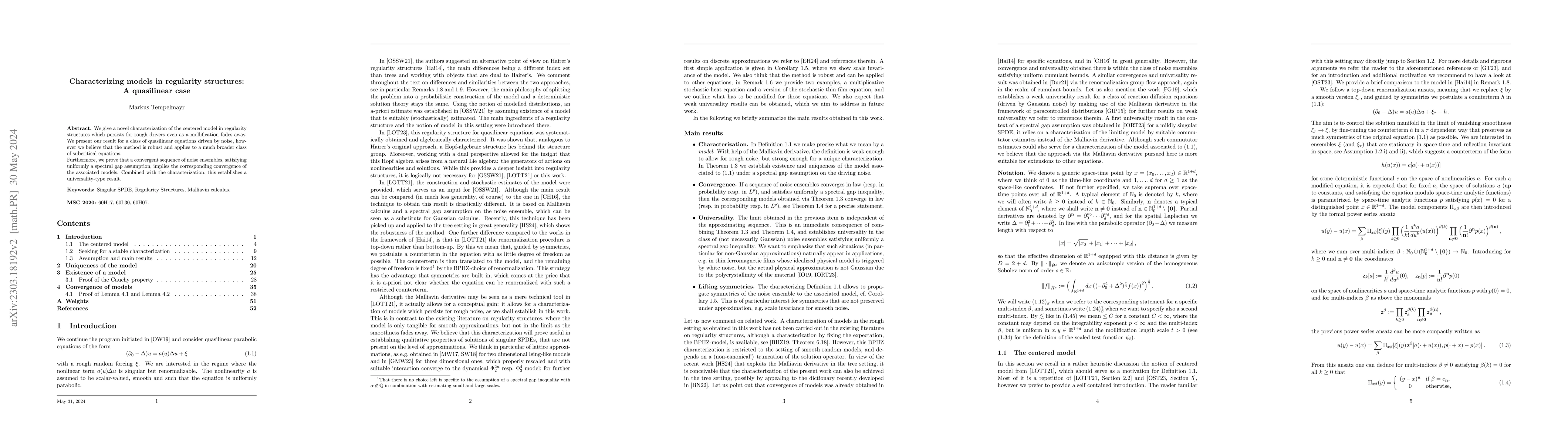Thumbnail for Characterizing models in regularity structures: a quasilinear case
