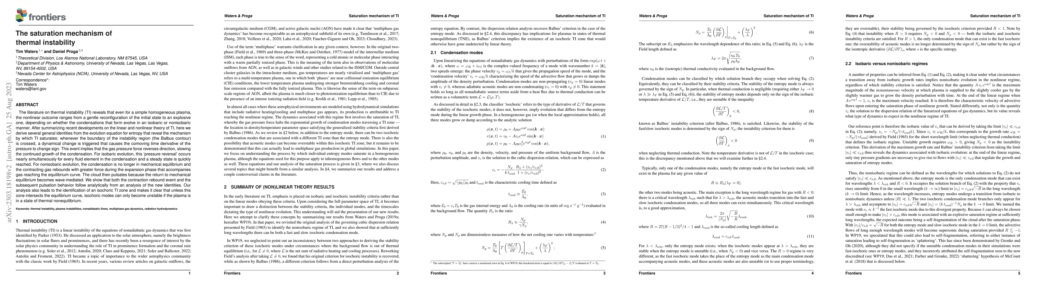 Thumbnail for The saturation mechanism of thermal instability