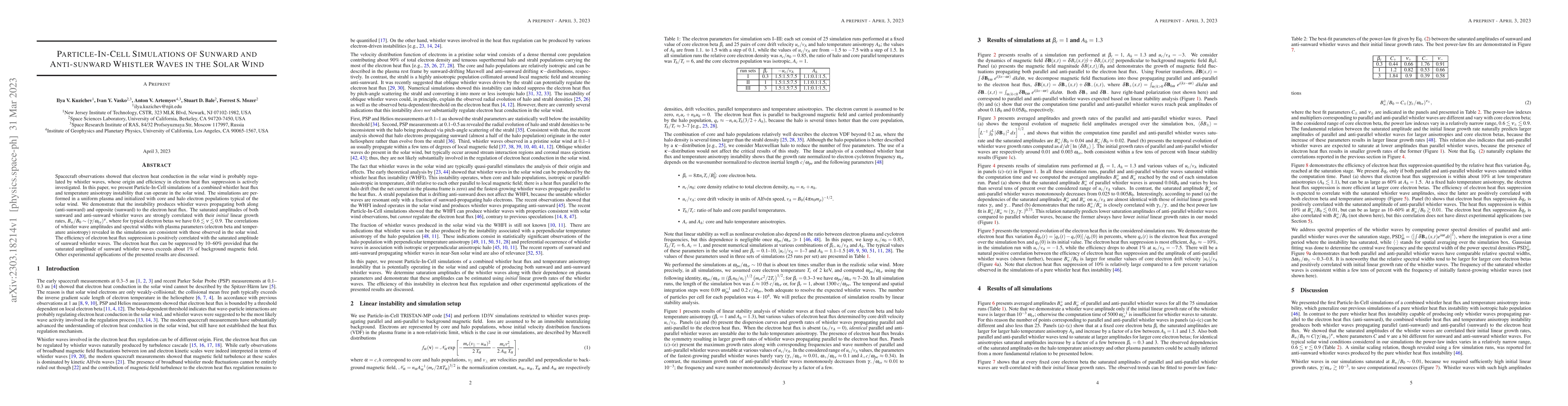 Thumbnail for Particle-In-Cell Simulations of Sunward and Anti-sunward Whistler Waves
  in the Solar Wind