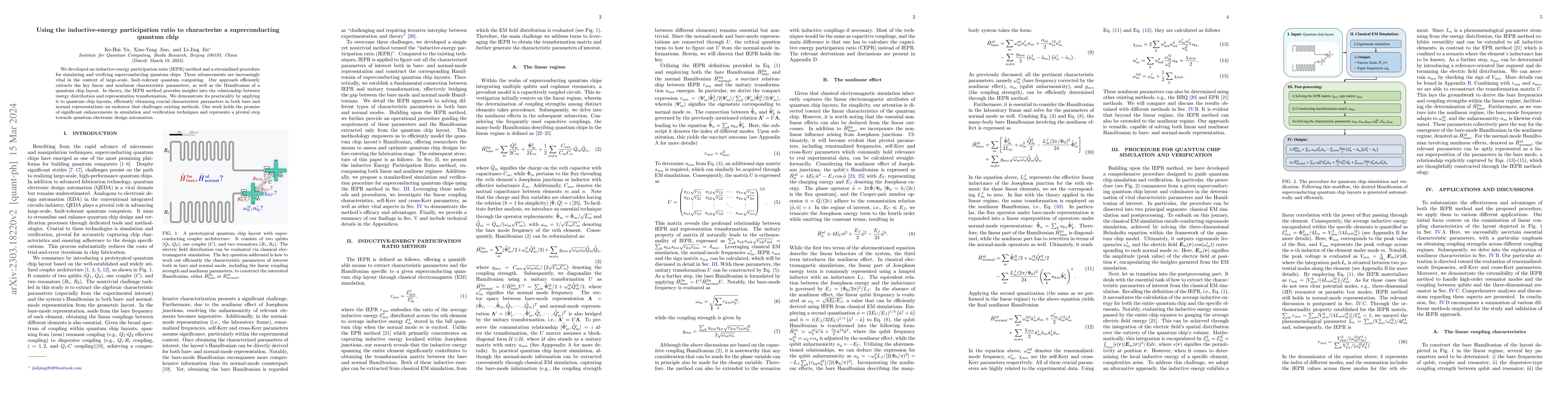 Thumbnail for Using the inductive-energy participation ratio to characterize a
  superconducting quantum chip