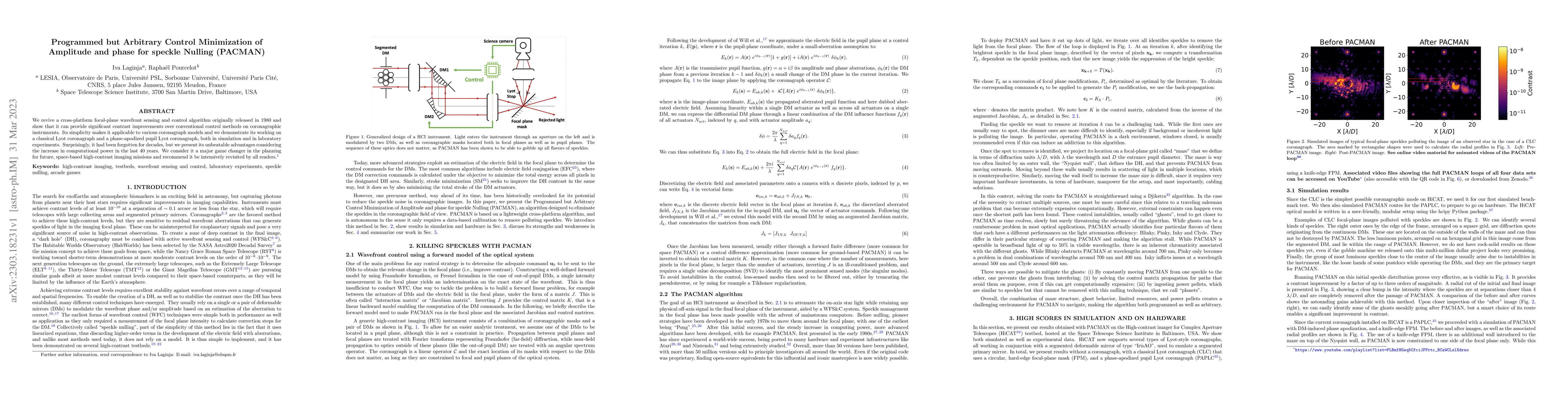 Thumbnail for Programmed but Arbitrary Control Minimization of Amplitude and phase for
  speckle Nulling (PACMAN)