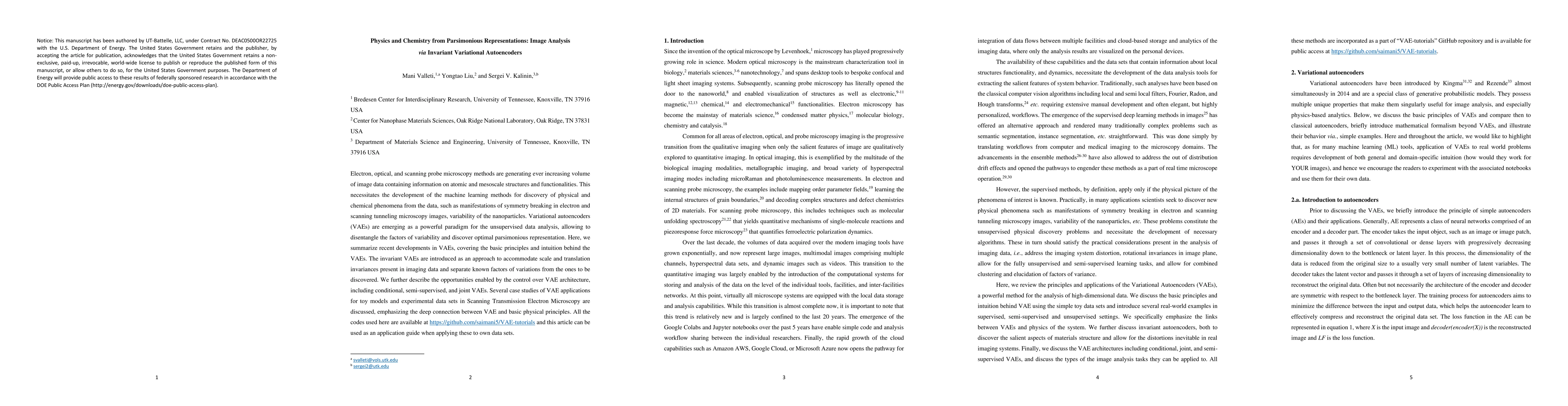 Thumbnail for Physics and Chemistry from Parsimonious Representations: Image Analysis
  via Invariant Variational Autoencoders