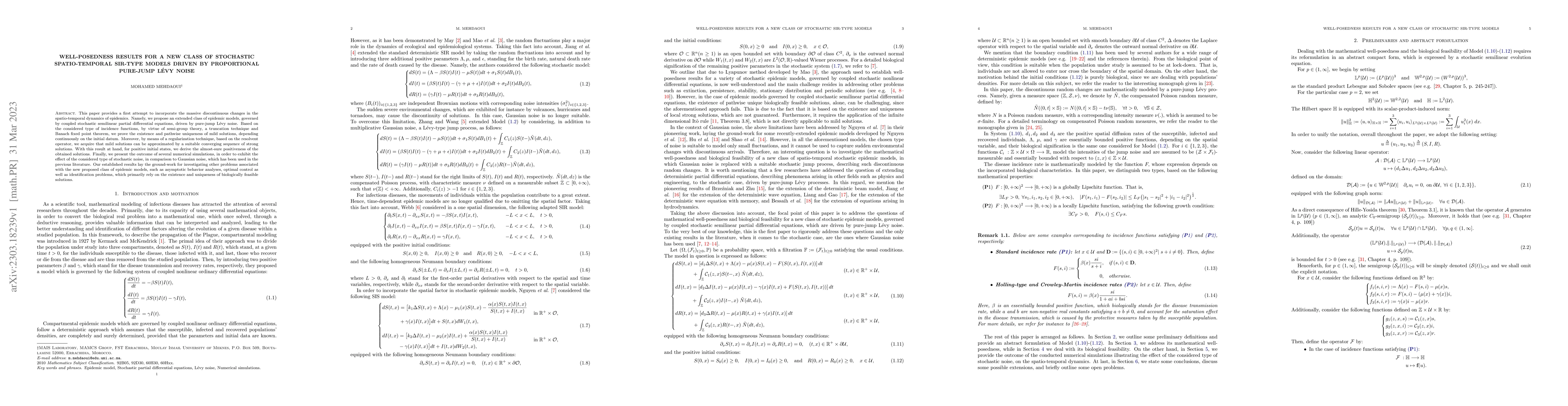 Thumbnail for Well-posedness results for a new class of stochastic spatio-temporal
  SIR-type models driven by proportional pure-jump L\'evy noise
