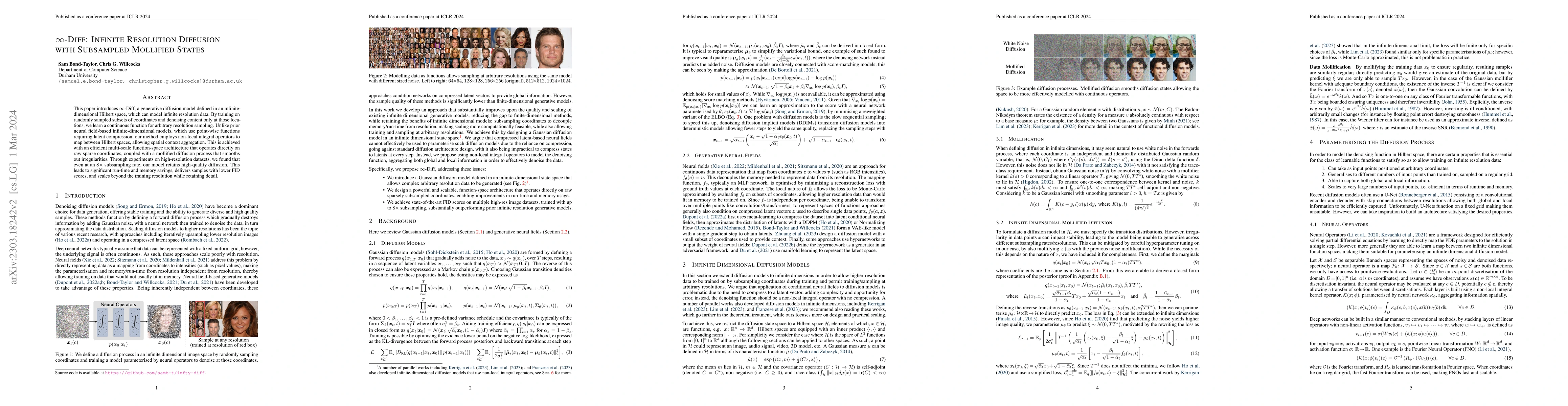 Thumbnail for $\infty$-Diff: Infinite Resolution Diffusion with Subsampled Mollified
  States