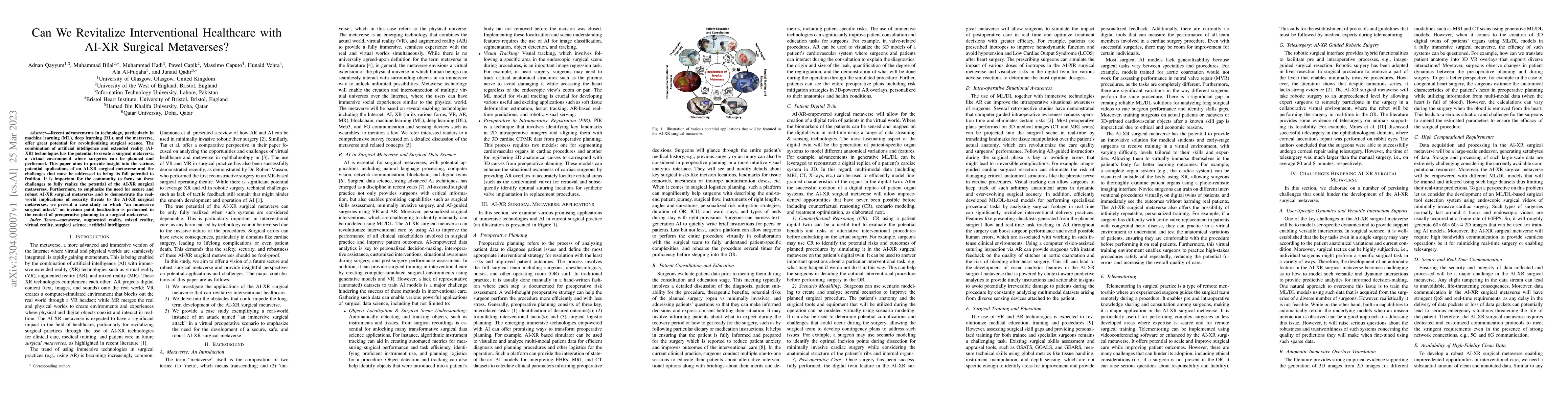 Thumbnail for Can We Revitalize Interventional Healthcare with AI-XR Surgical
  Metaverses?