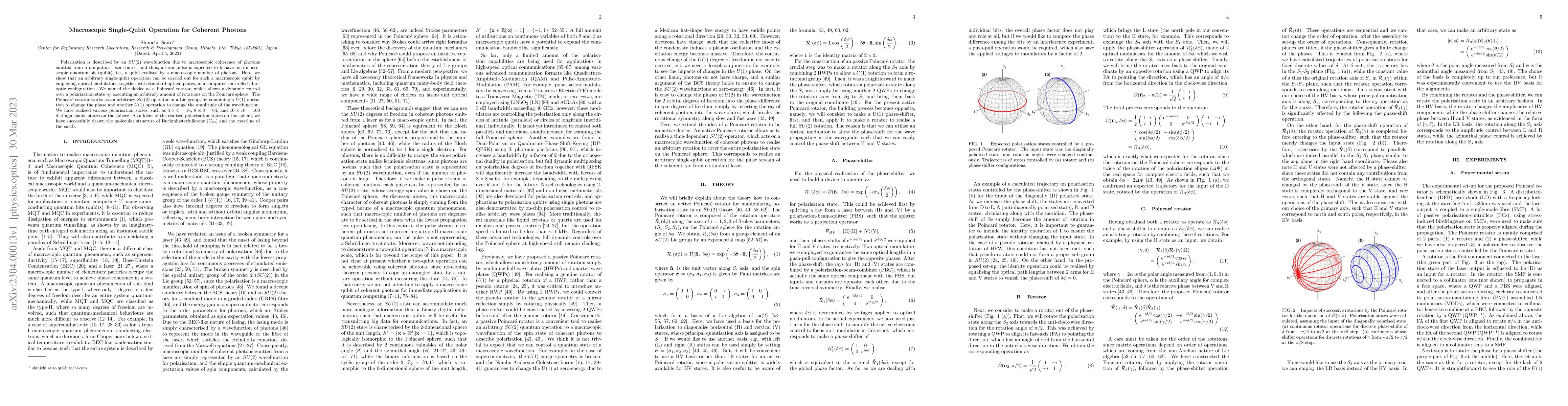 Thumbnail for Macroscopic Single-Qubit Operation for Coherent Photons