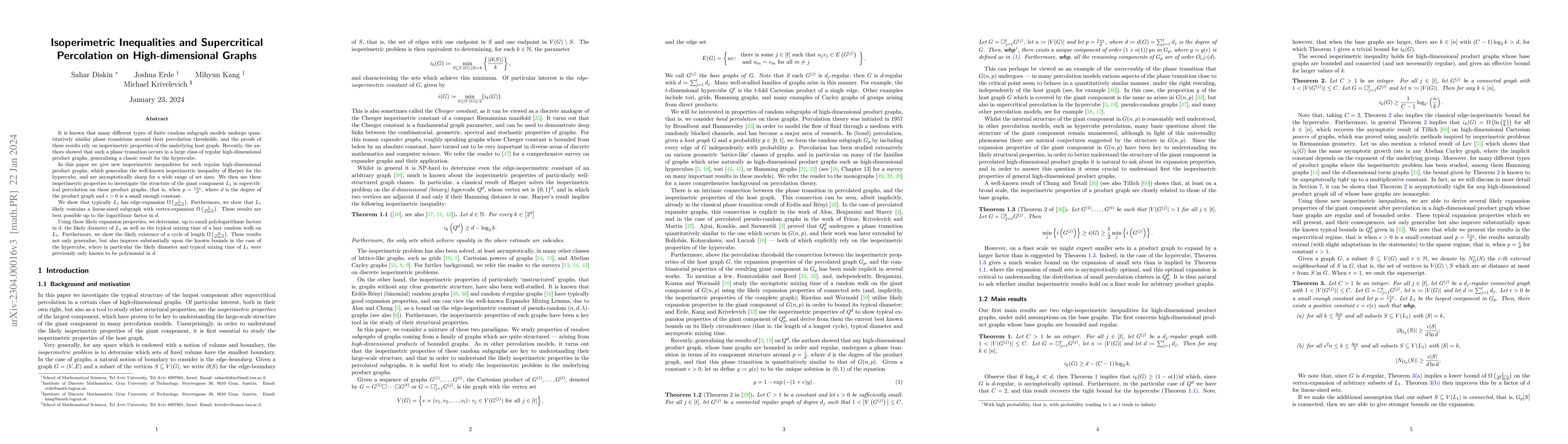 Thumbnail for Isoperimetric Inequalities and Supercritical Percolation on
  High-dimensional Graphs