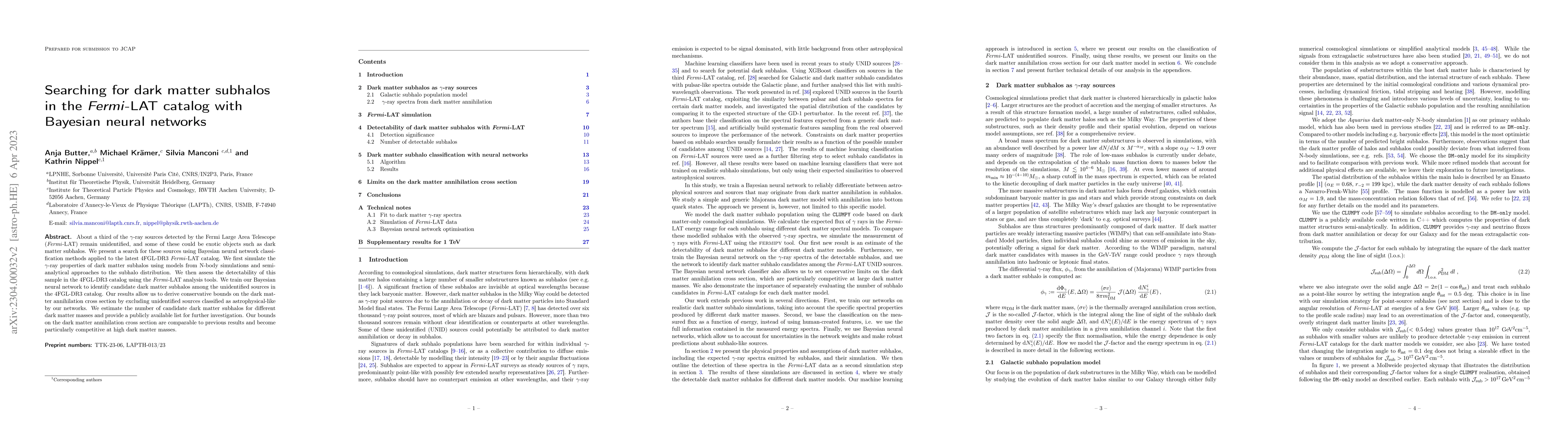Thumbnail for Searching for dark matter subhalos in the Fermi-LAT catalog with
  Bayesian neural networks