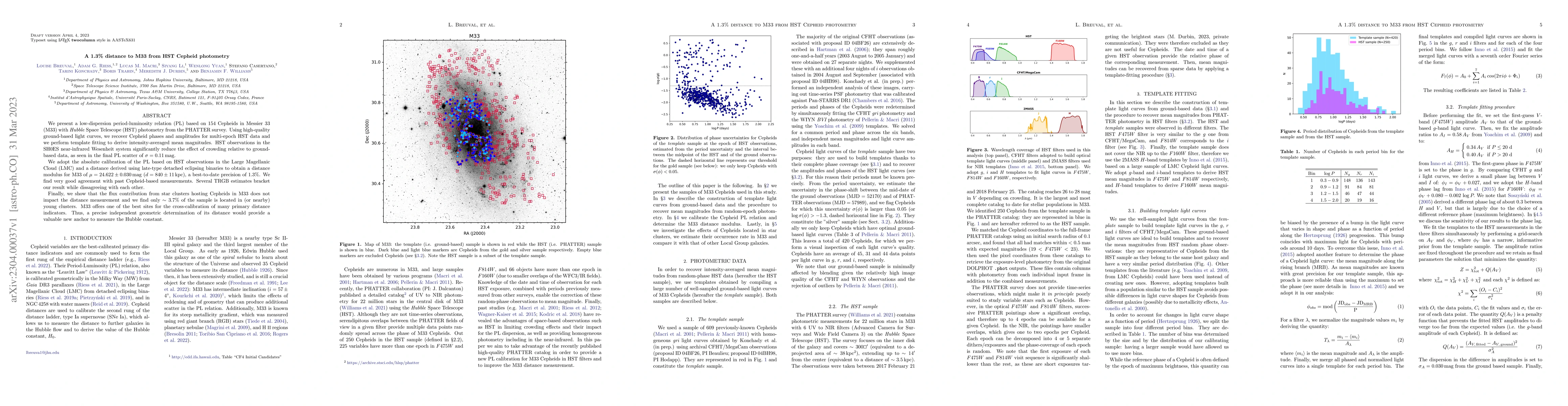 Thumbnail for A 1.3% distance to M33 from HST Cepheid photometry