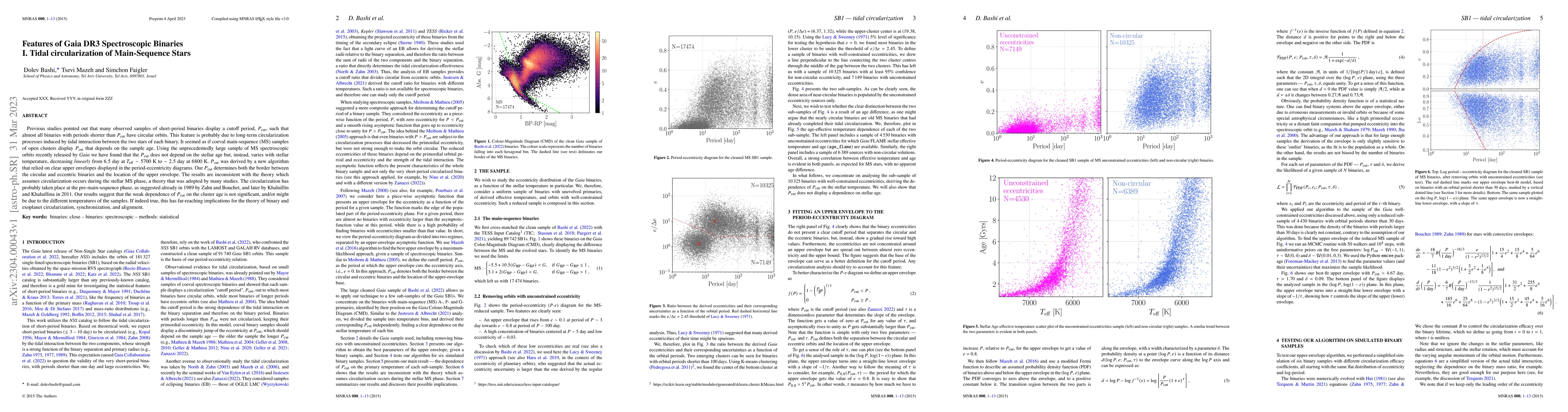 Thumbnail for Features of Gaia DR3 Spectroscopic Binaries I. Tidal circularization of
  Main-Sequence Stars