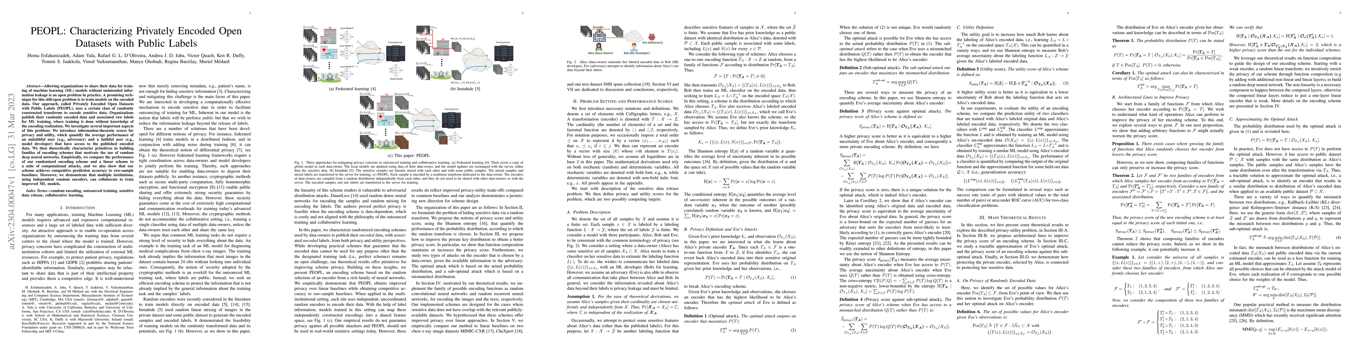 Thumbnail for PEOPL: Characterizing Privately Encoded Open Datasets with Public Labels