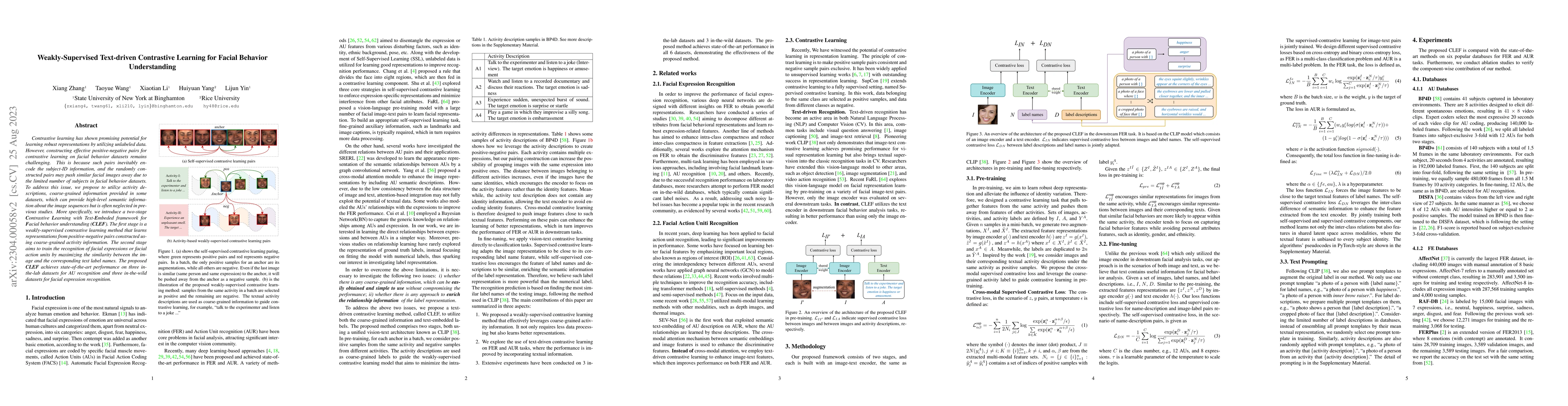 Thumbnail for Weakly-Supervised Text-driven Contrastive Learning for Facial Behavior
  Understanding
