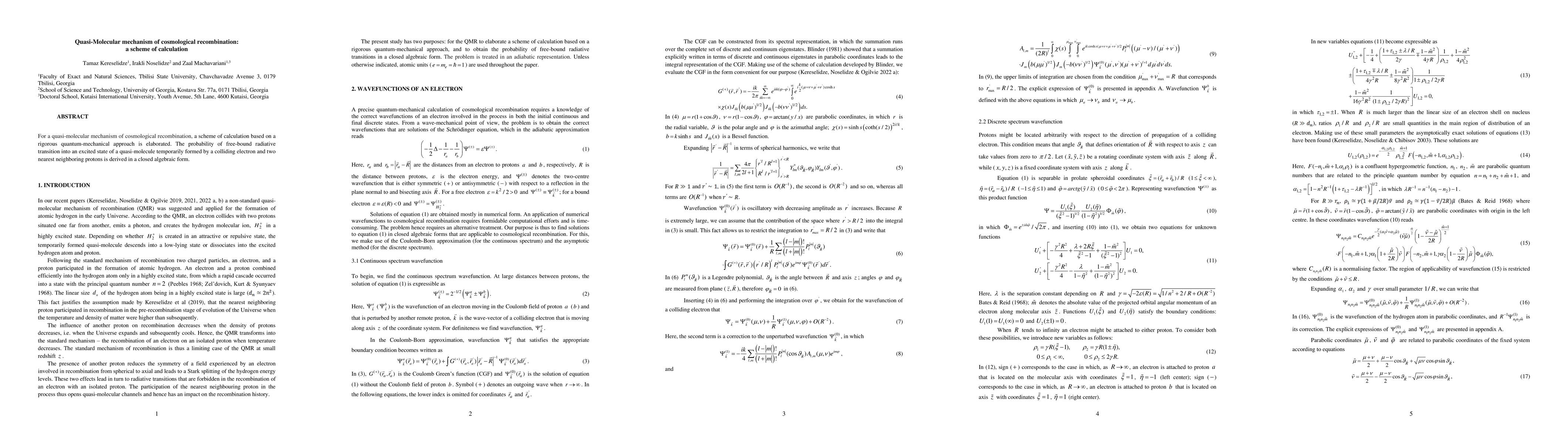 Thumbnail for Quasi-Molecular mechanism of cosmological recombination: a scheme of
  calculation